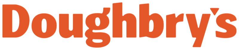 The Doughbry's logo in orange on cream